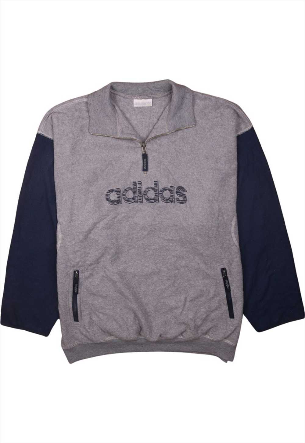 Vintage 90's Adidas Sweatshirt Spellout Quarter Z… - image 1