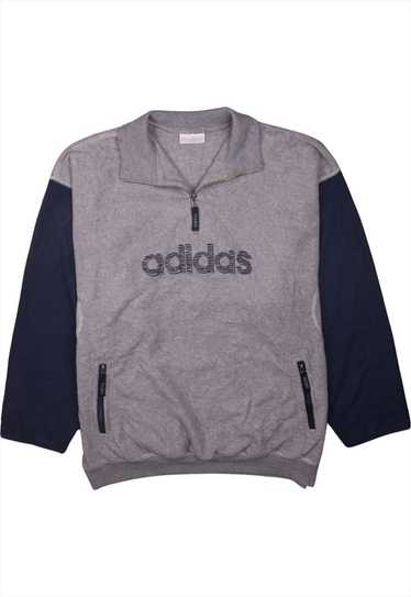 Vintage 90's Adidas Sweatshirt Spellout Quarter Z… - image 1