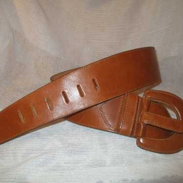 vintage wide British tan genuine leather belt