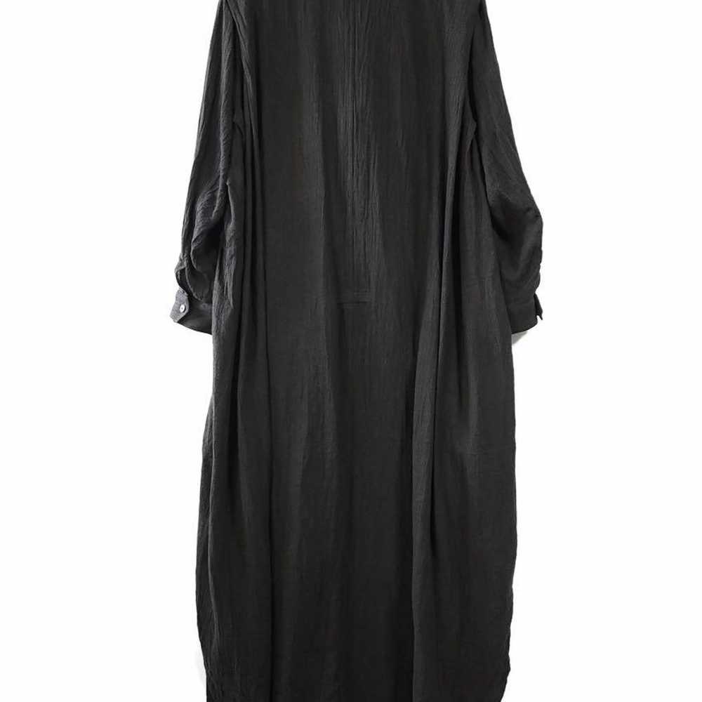 80's ISSEY MIYAKE Linen Long Dress Black Brush Tag - image 2