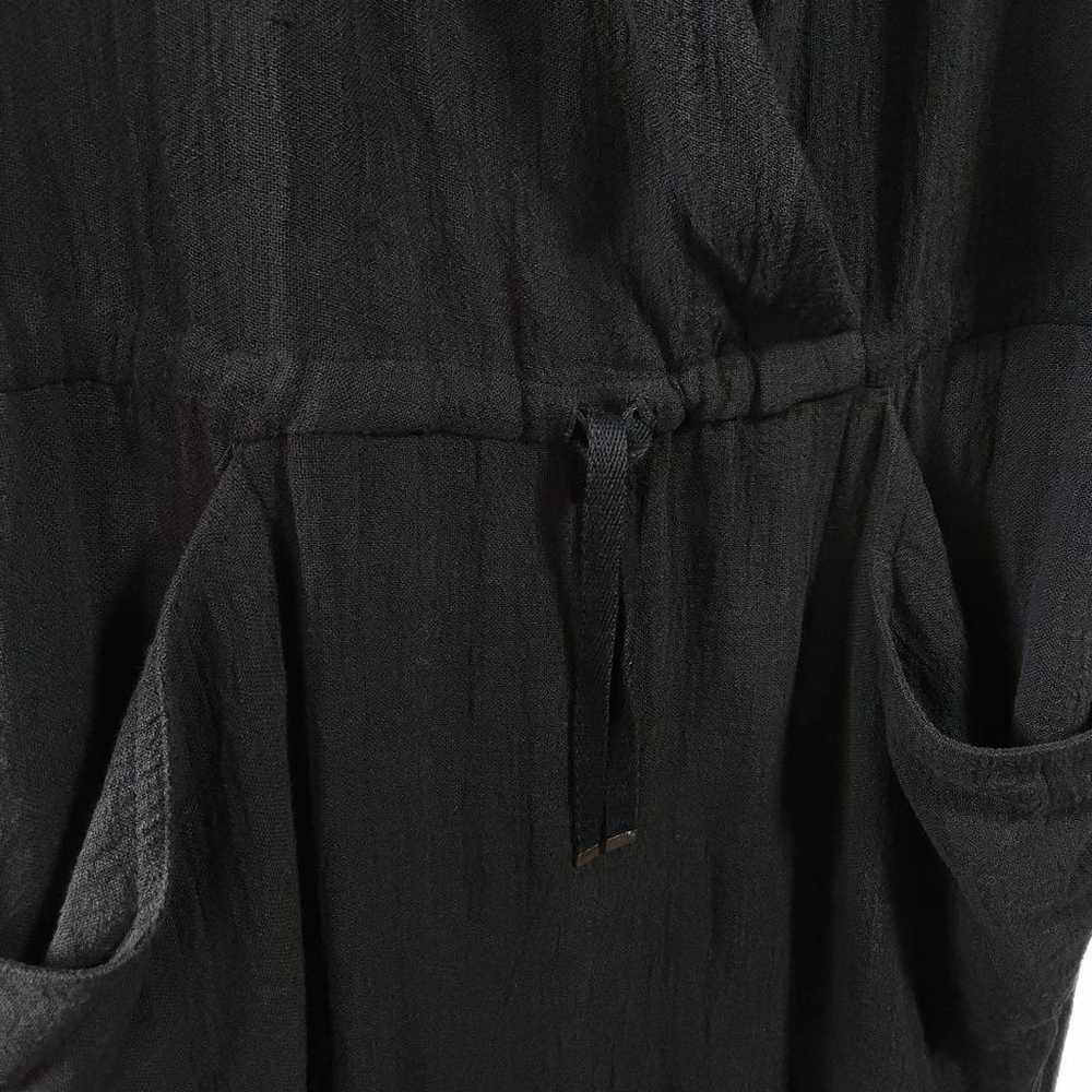 80's ISSEY MIYAKE Linen Long Dress Black Brush Tag - image 4