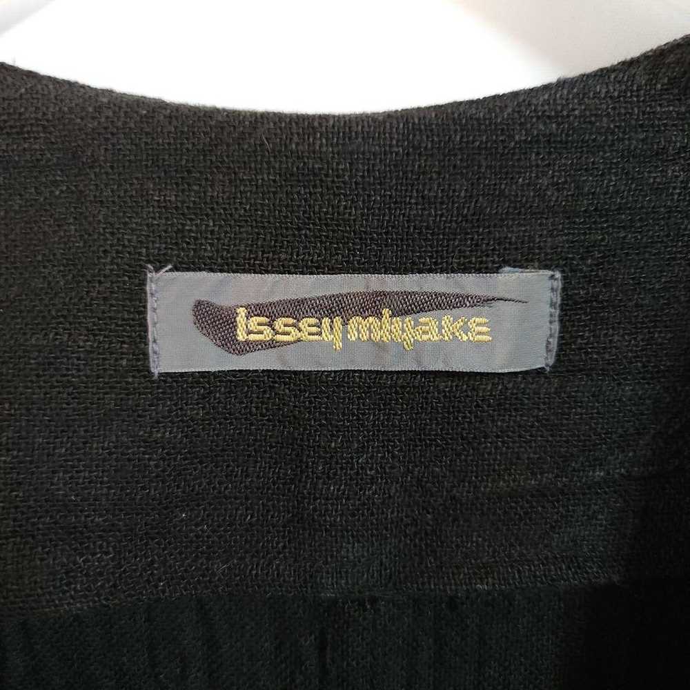 80's ISSEY MIYAKE Linen Long Dress Black Brush Tag - image 6