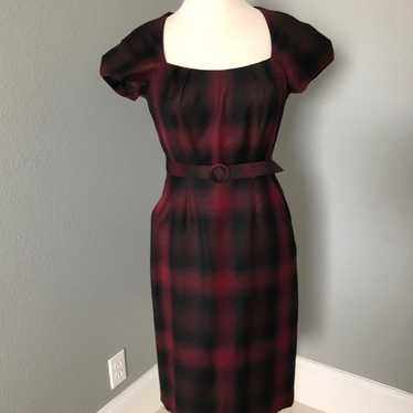 Banana Republic Plaid Wool Belted Sheath Dress