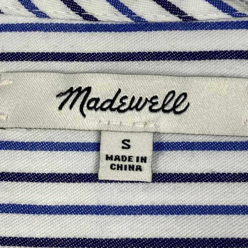 NWOT MADEWELL Top S Stripe Blue White Wrap Bow Ti… - image 3