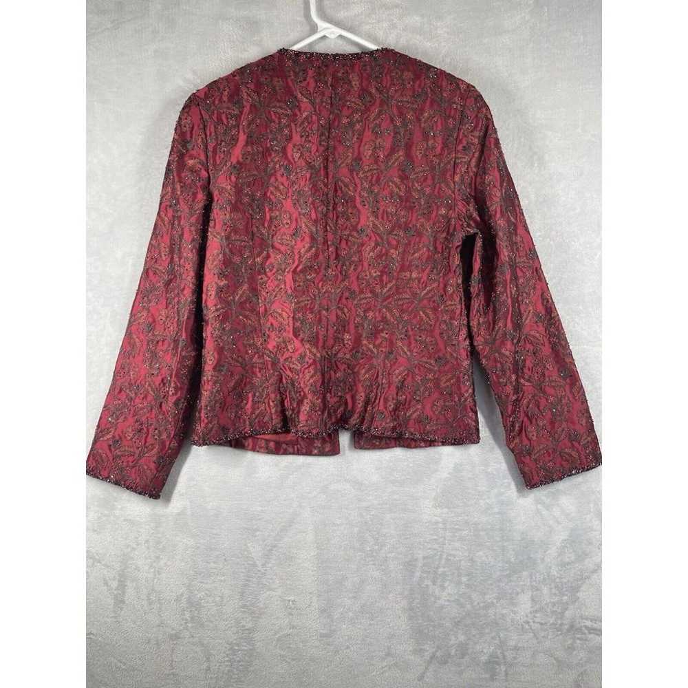 GILAR Womens Silk Embroidered Beaded Jacket Red S… - image 5