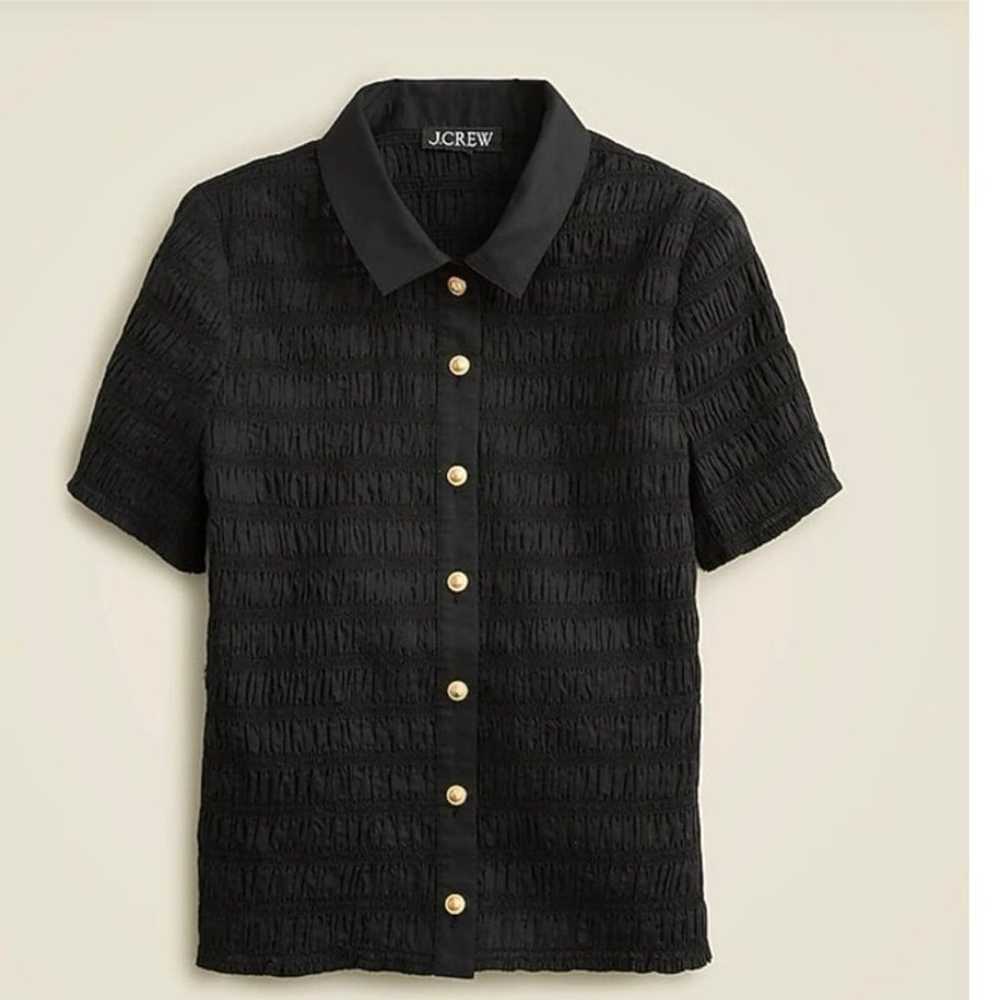 J.CREW Smocked button-up shirt in cotton-blend vo… - image 3