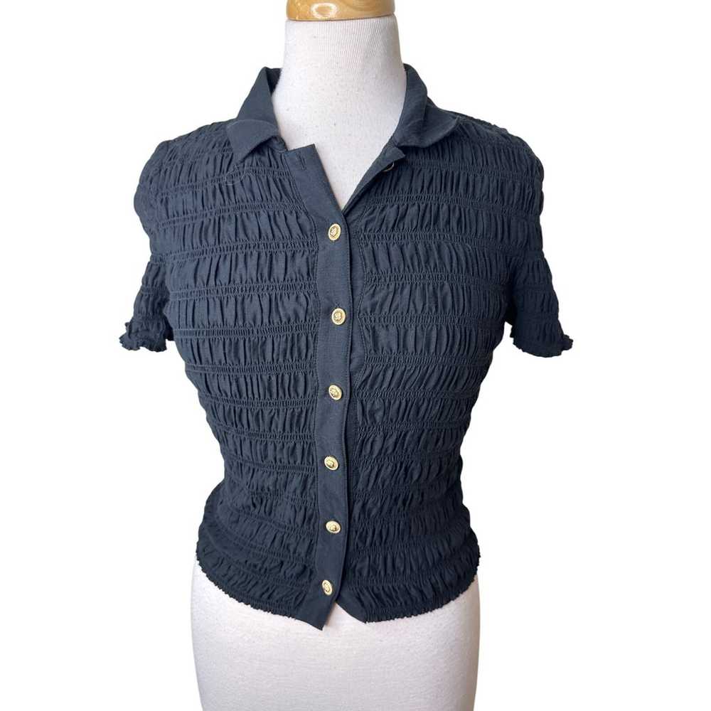 J.CREW Smocked button-up shirt in cotton-blend vo… - image 8