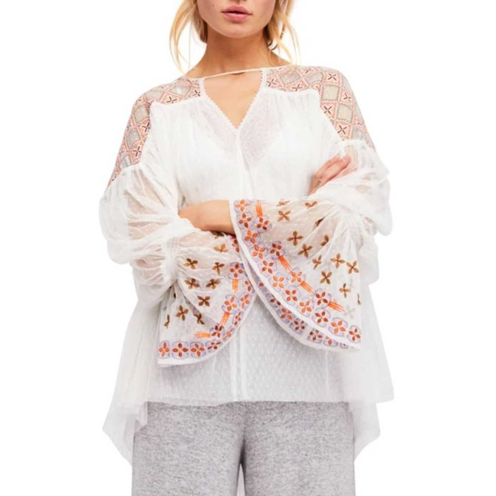 Free People Joyride Top Embroidered Sheer Swiss D… - image 3