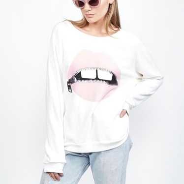 Lauren Moshi Noleta Pink Foil Zipper Mouth Sweats… - image 1