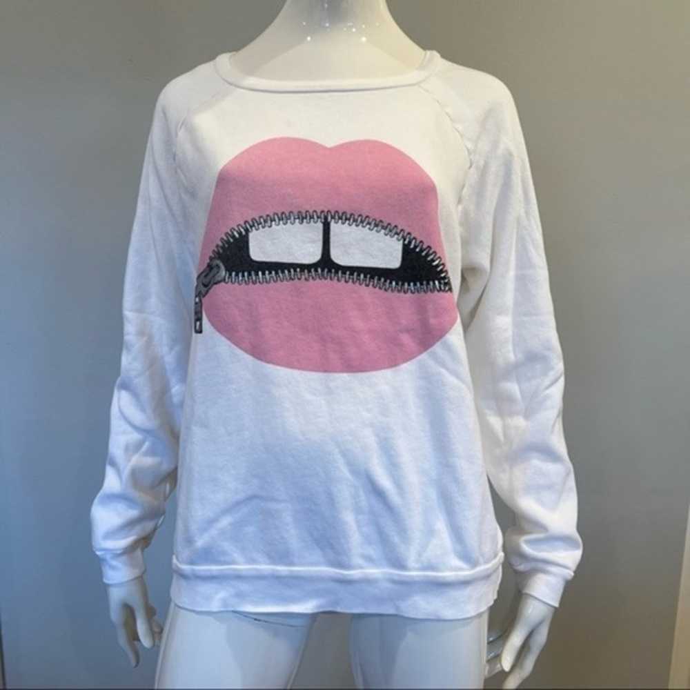 Lauren Moshi Noleta Pink Foil Zipper Mouth Sweats… - image 2