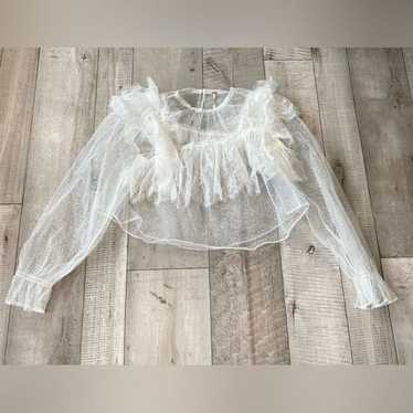 Free People Chloe Sheer Lace White Top