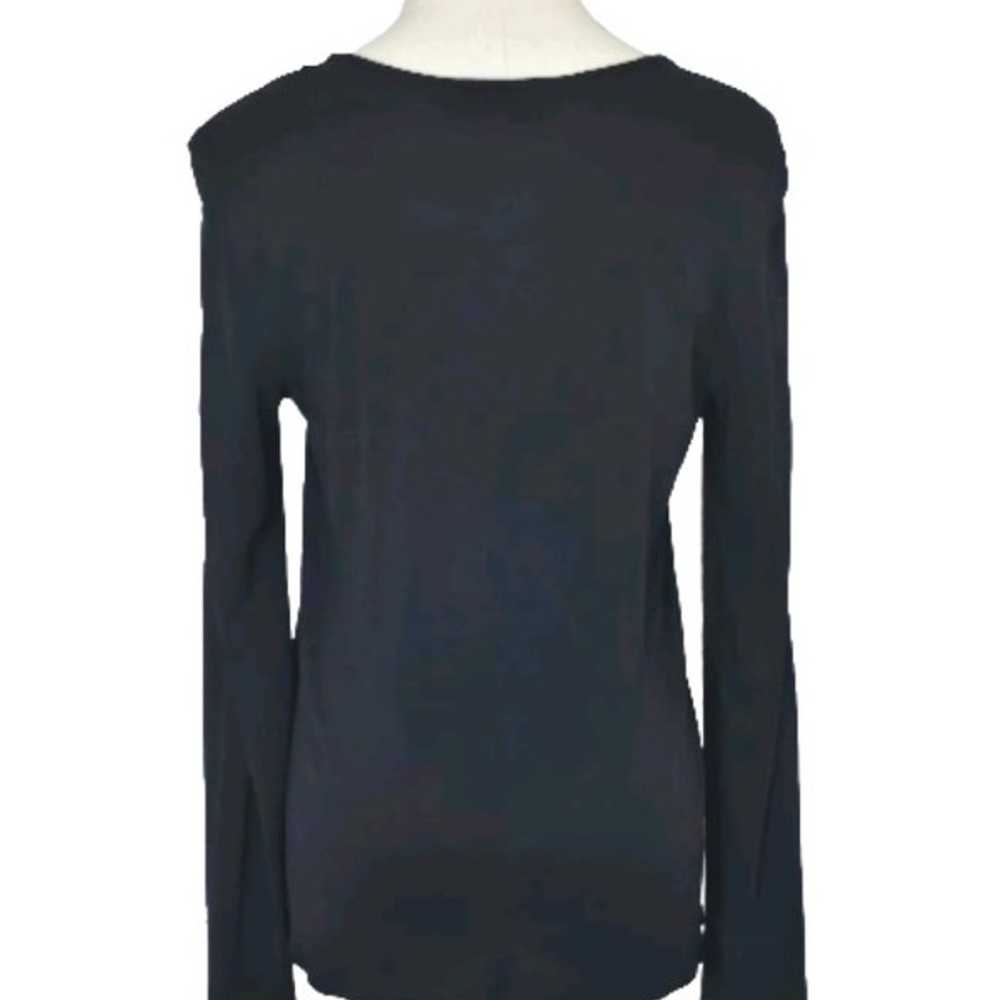 Eileen Fisher 100% Silk Black Scoop Neck Basic Lo… - image 2