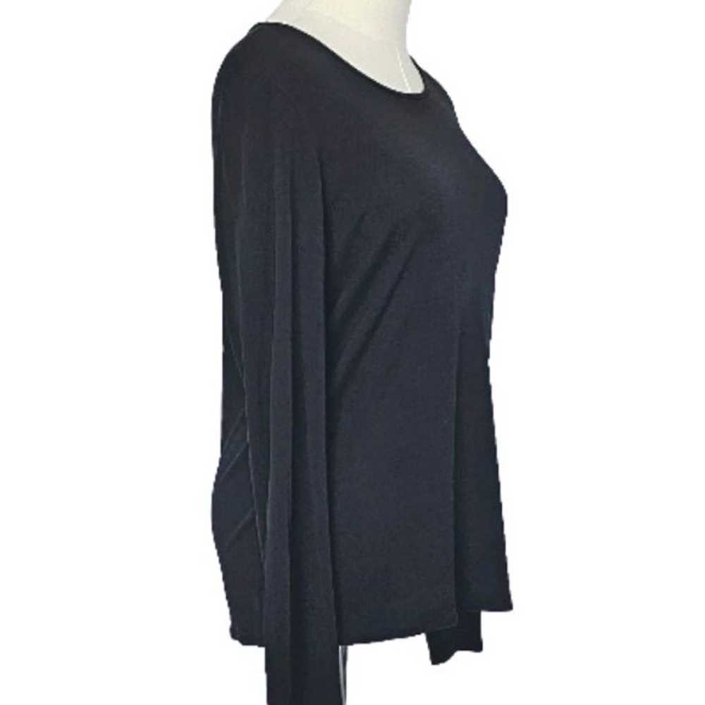 Eileen Fisher 100% Silk Black Scoop Neck Basic Lo… - image 3