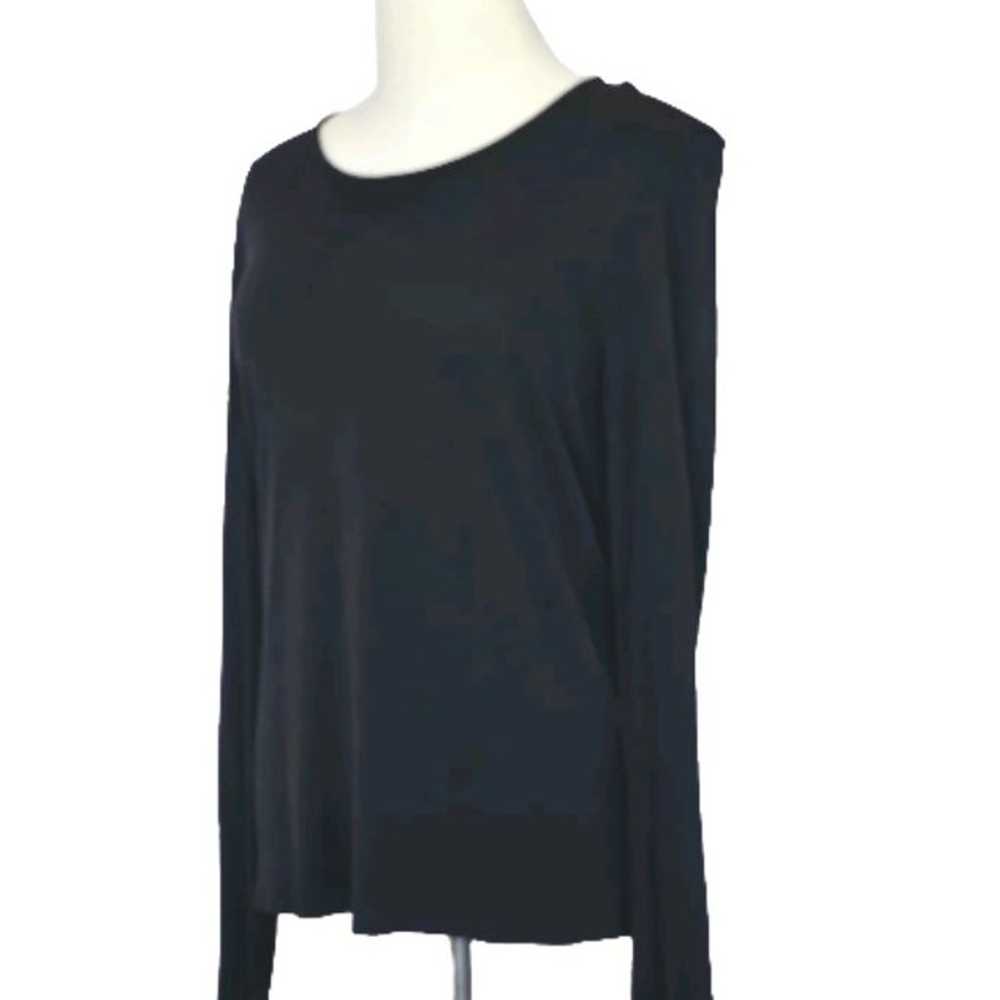 Eileen Fisher 100% Silk Black Scoop Neck Basic Lo… - image 4