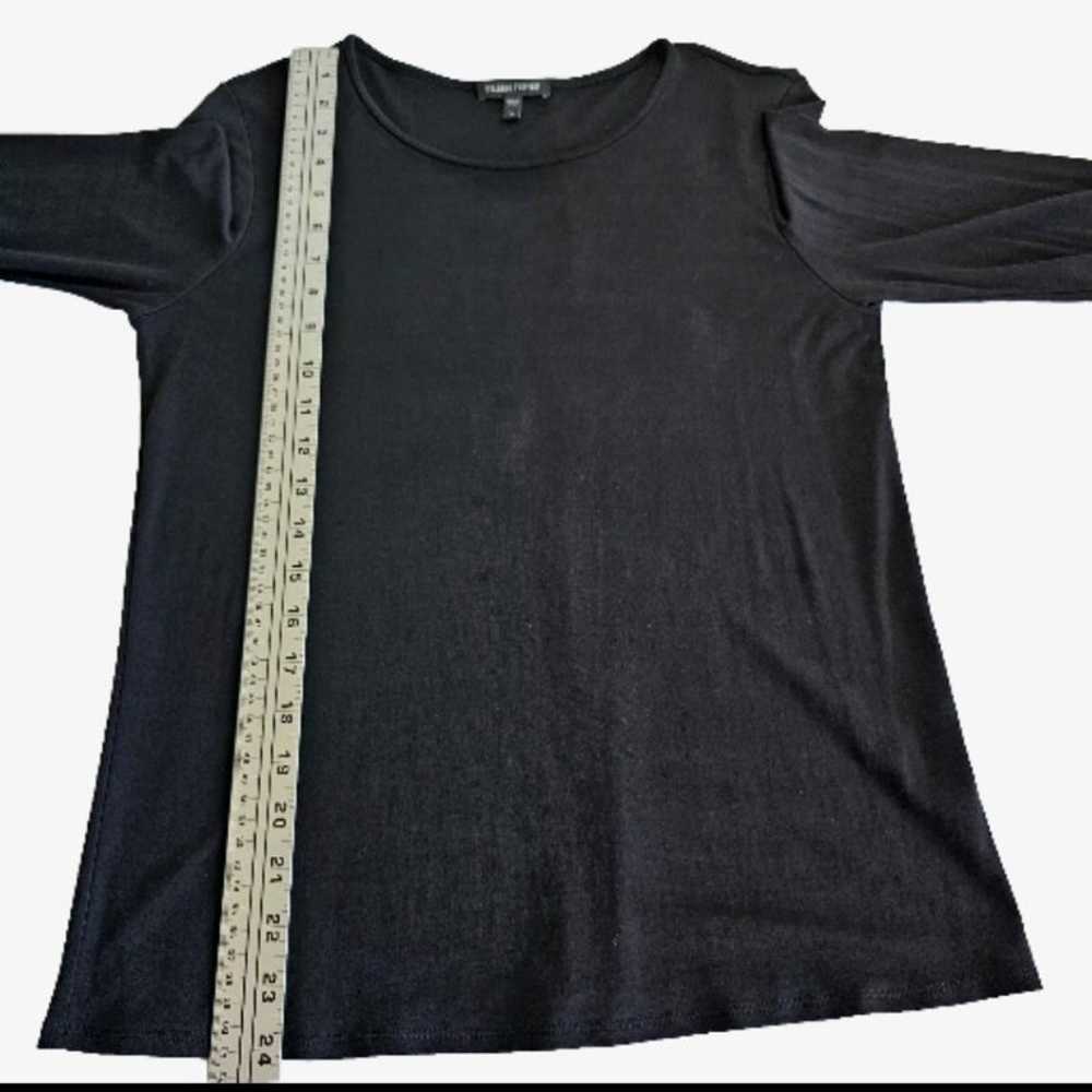 Eileen Fisher 100% Silk Black Scoop Neck Basic Lo… - image 5