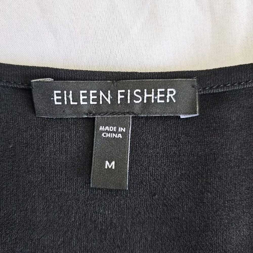 Eileen Fisher 100% Silk Black Scoop Neck Basic Lo… - image 7