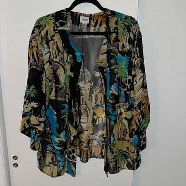 Chicos Vintage Womens 100% Silk Tropical Pattern C