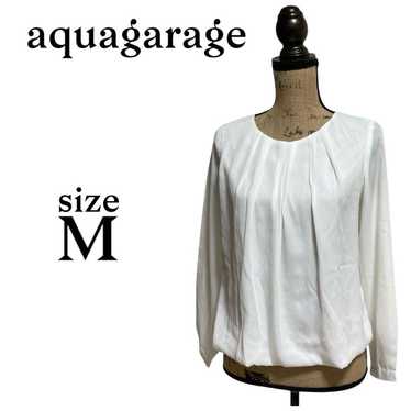 P1989 Aqua Garage 【M】 Blouse Pullover White Chiff… - image 1