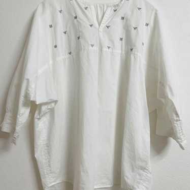 Zuccha Embroidered Shirt 100% Cotton White Blouse… - image 1