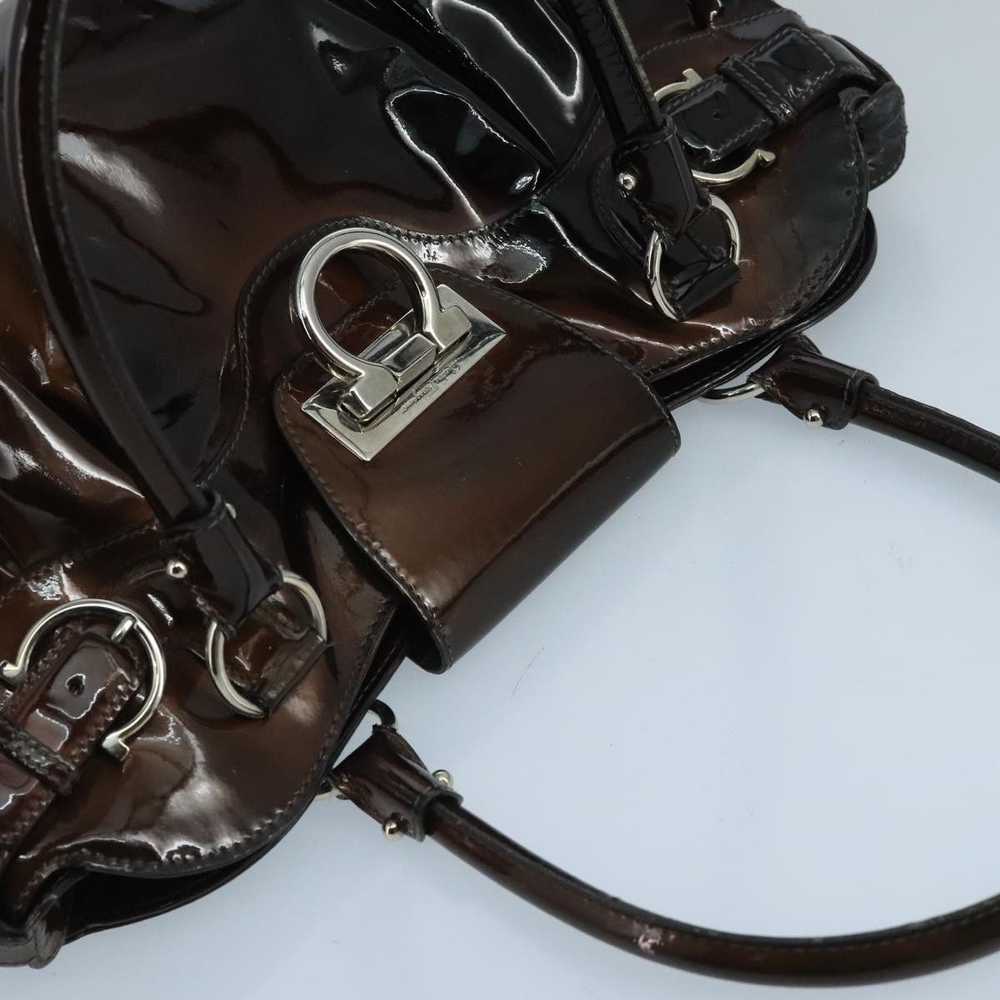 Salvatore Ferragamo Gancini Brown Patent Leather … - image 12