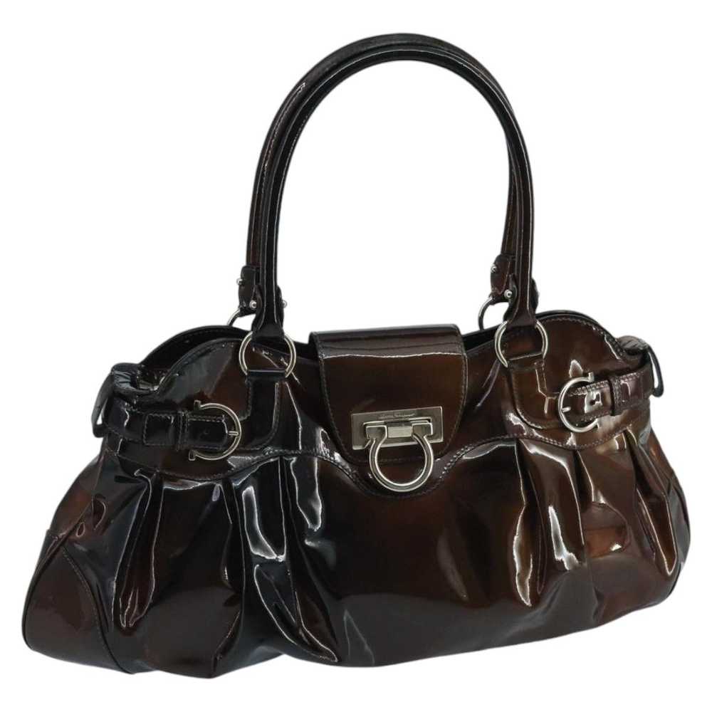 Salvatore Ferragamo Gancini Brown Patent Leather … - image 1