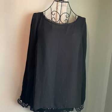 Guess  sheer beaded blouse Black L