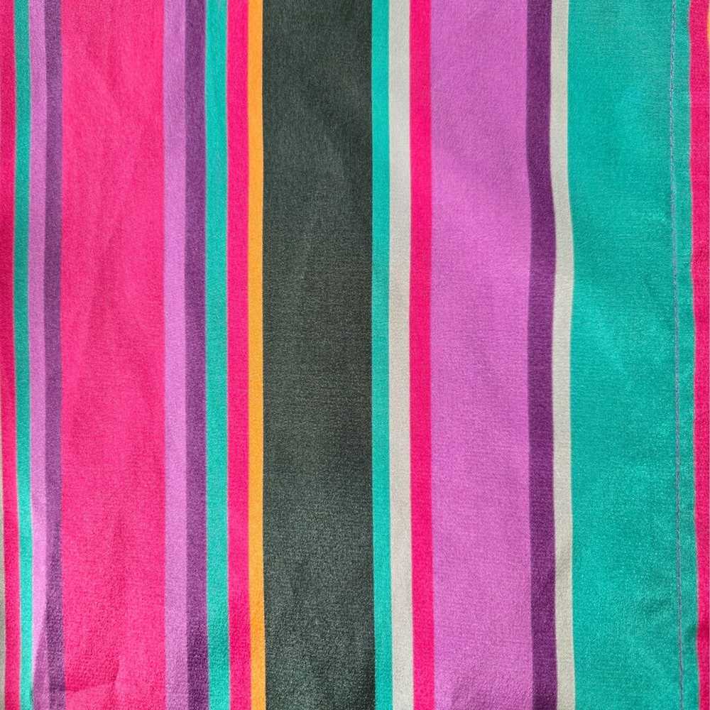 Vintage 80s Purple Teal Striped Retro Scarf Women… - image 4