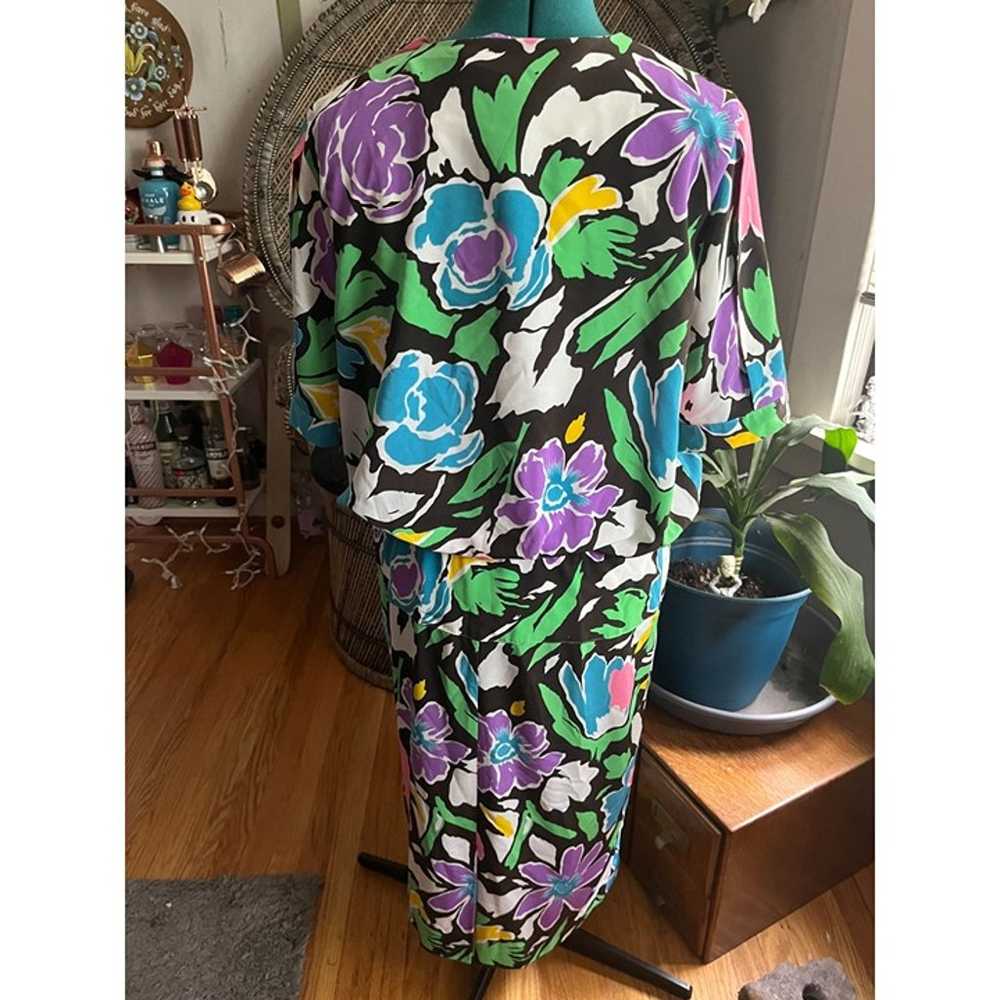 Vintage 1980s Bold Floral S/S Maxi Dress with Uni… - image 6