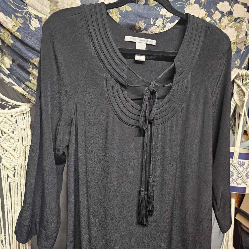 Diane Von Furstenberg Vintage Black Boho Tassel D… - image 4