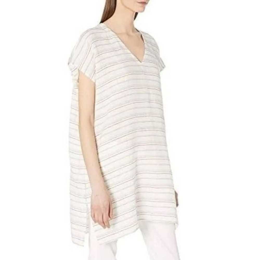 Eileen Fisher Top Womens size S/M Linen Striped V… - image 1