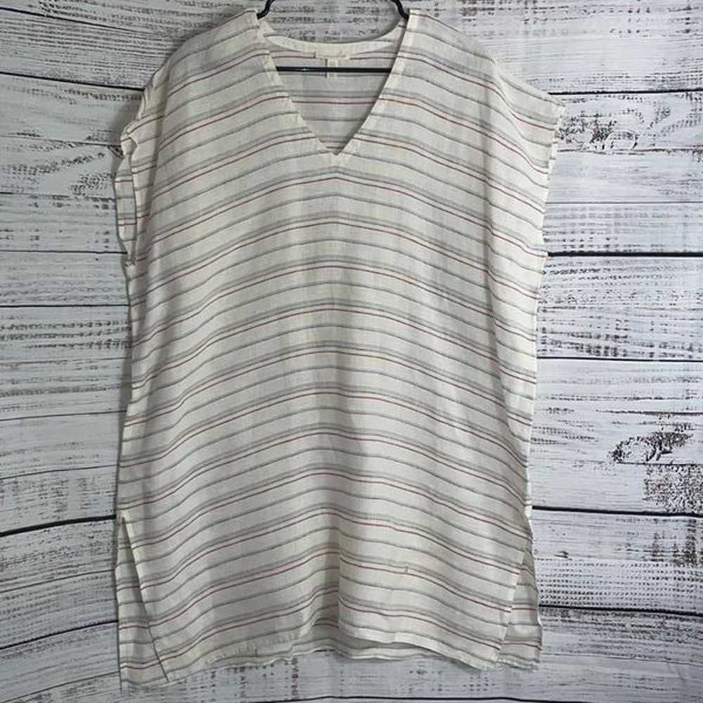 Eileen Fisher Top Womens size S/M Linen Striped V… - image 2