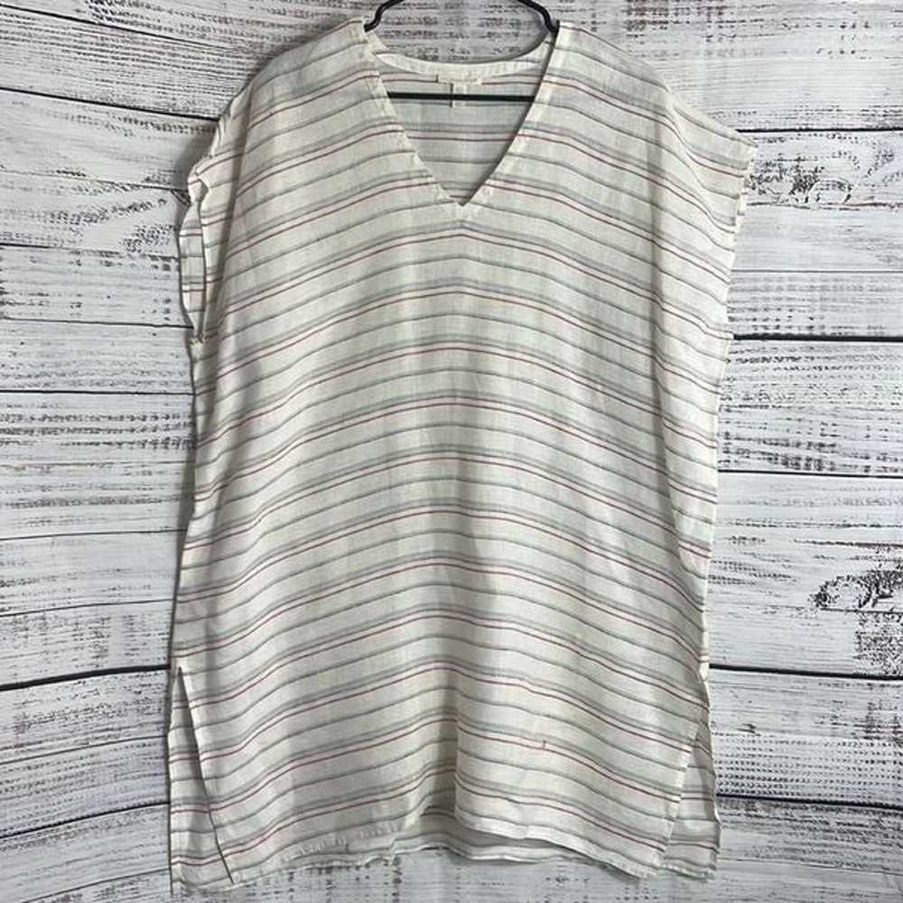 Eileen Fisher Top Womens size S/M Linen Striped V… - image 3