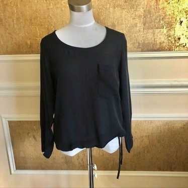 Theory black 100% silk long sleeves blouse S