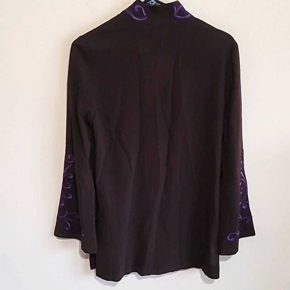 Tory Burch Brown  Wool Tunic Top with Embroidered… - image 2