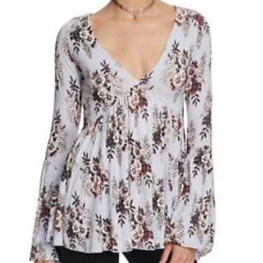 FREE PEOPLE SPEAK EASY GRAYISH/BLUE FLORAL SIZE ME