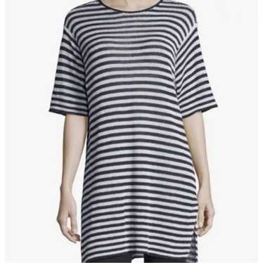 Eileen Fisher $188 Short Sleeve Striped Organic Li