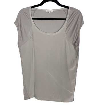 REISS Medium M Light Gray Posy Silk Short Sleeve … - image 1