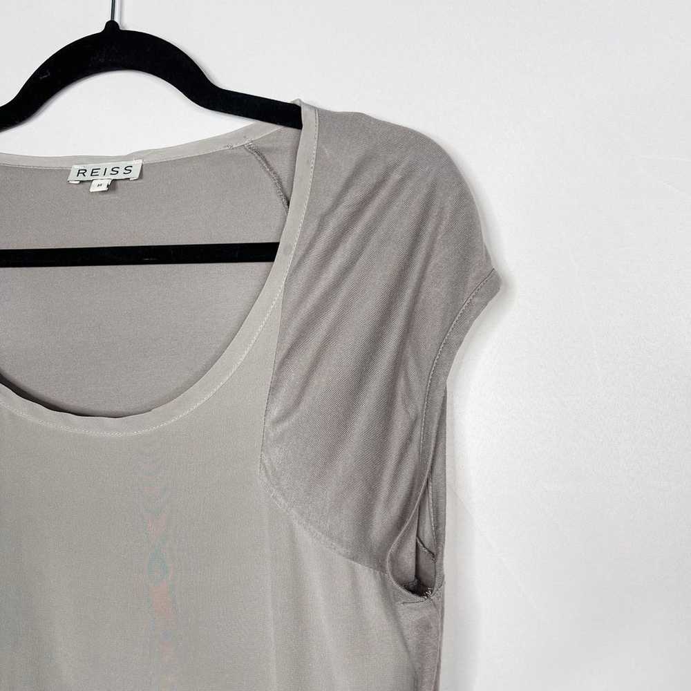 REISS Medium M Light Gray Posy Silk Short Sleeve … - image 3