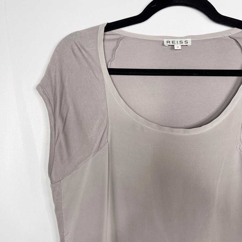 REISS Medium M Light Gray Posy Silk Short Sleeve … - image 5