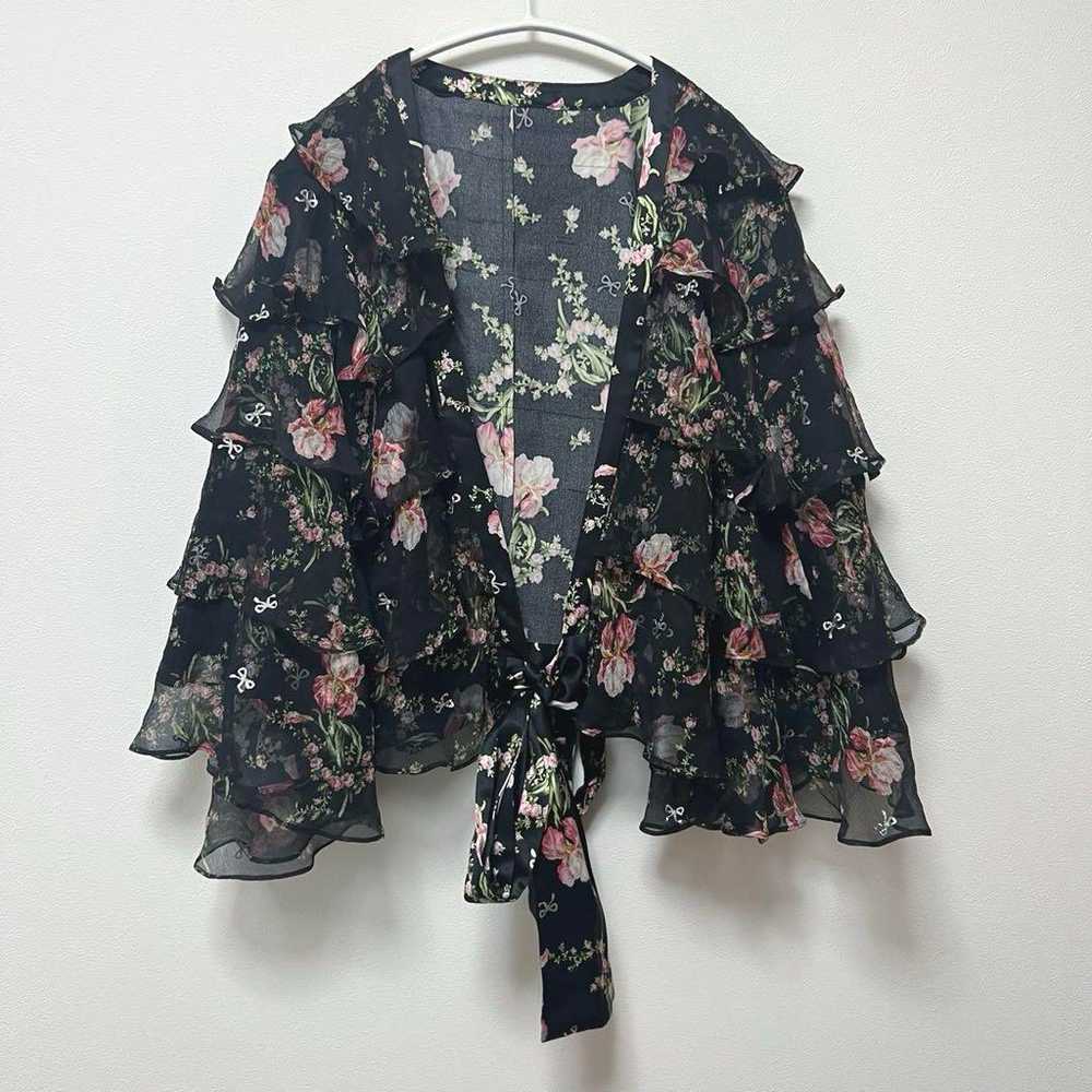 DRESSCAMP Silk Floral Cardigan Blouse - image 1