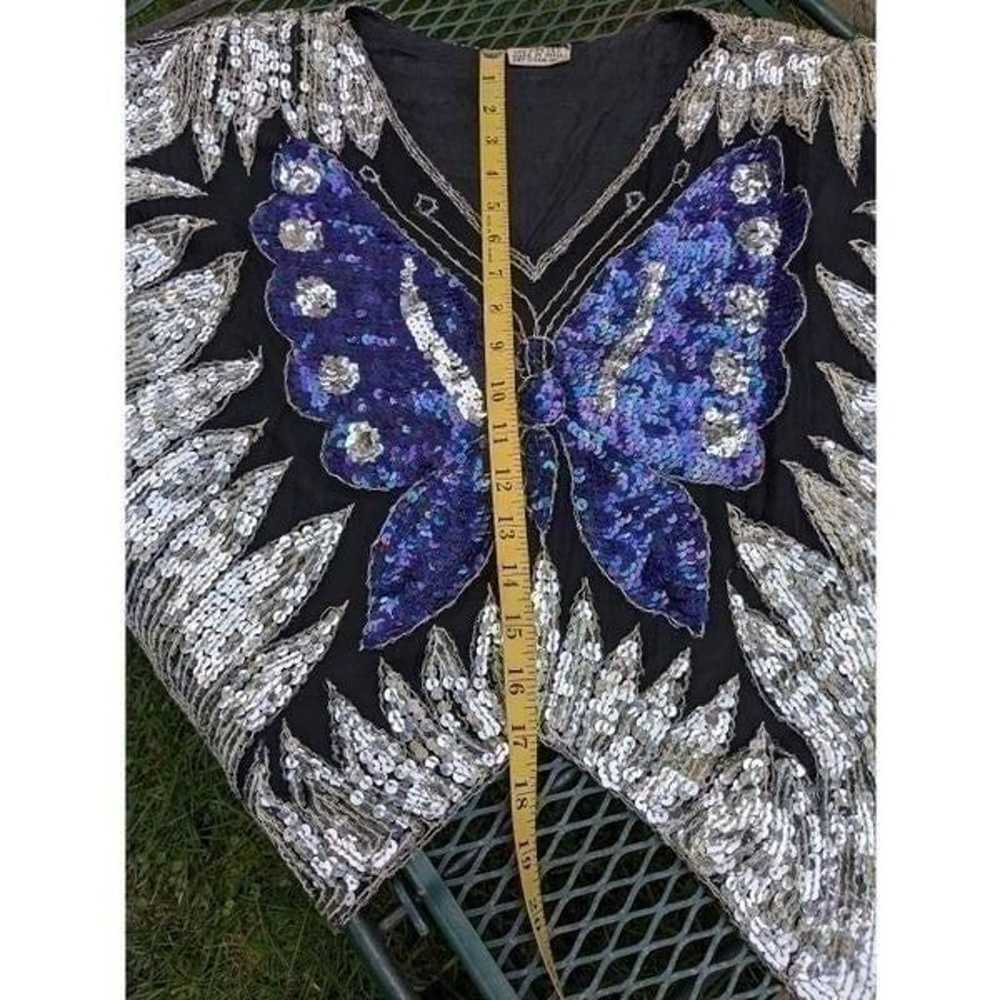 Vintage '80s butterfly sequent top for women - image 11