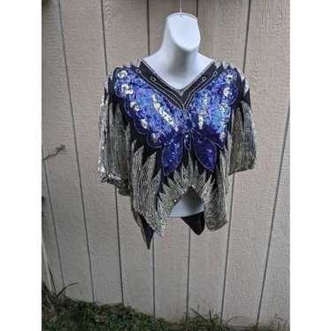 Vintage '80s butterfly sequent top for women - image 1