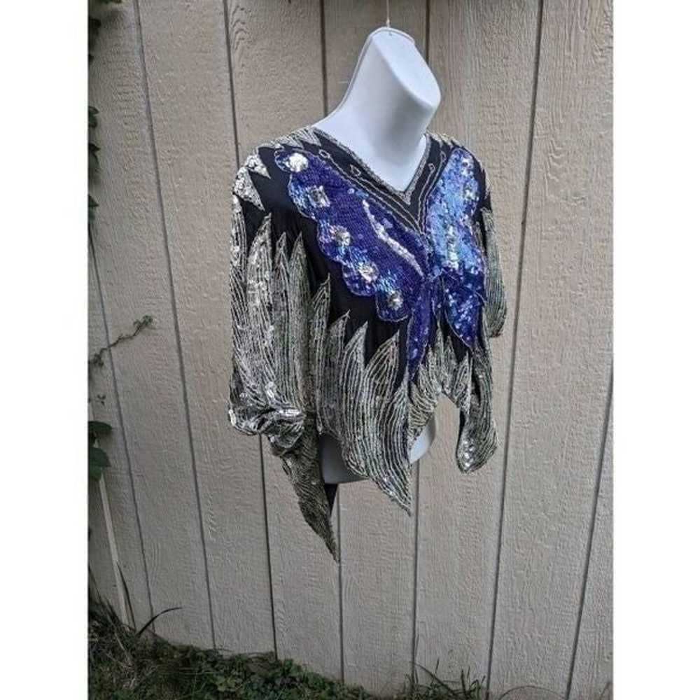 Vintage '80s butterfly sequent top for women - image 2