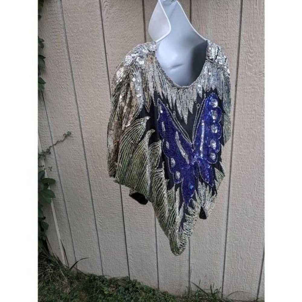 Vintage '80s butterfly sequent top for women - image 5