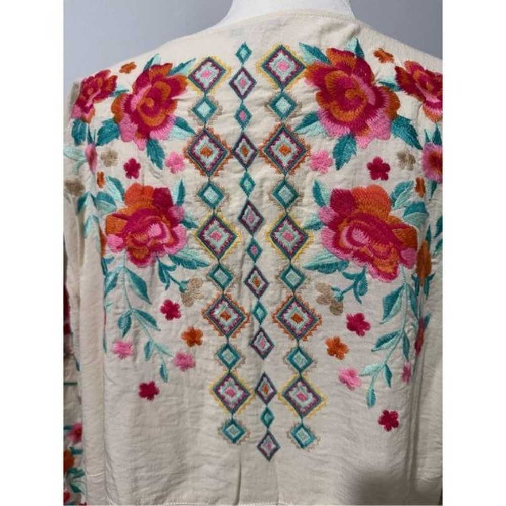 John Mark Floral Embroidered v-neck 3/4 cuffed sl… - image 12