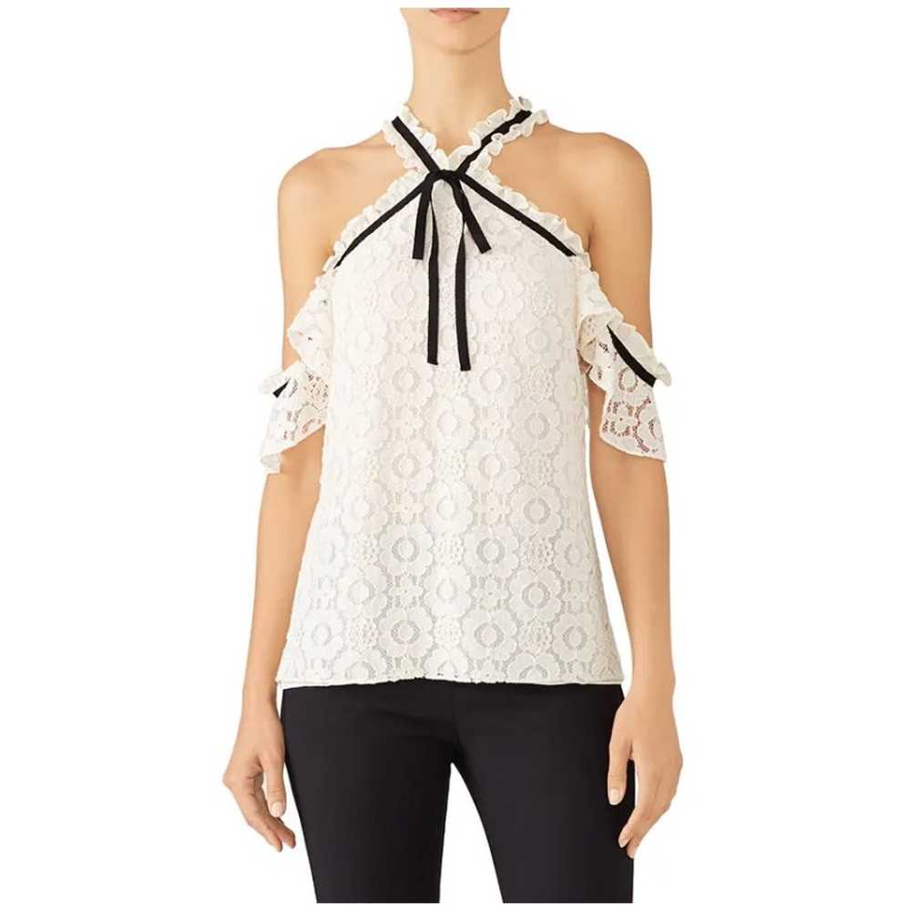 Shoshanna Shirt Womens Small White Lace Watts Col… - image 1