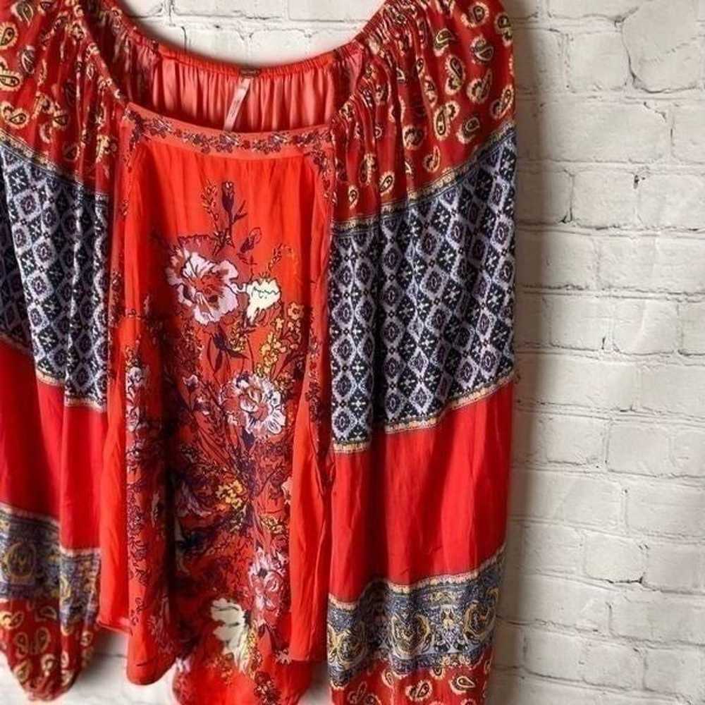 Free People Positano Printed Blouse” (Red) Small … - image 3