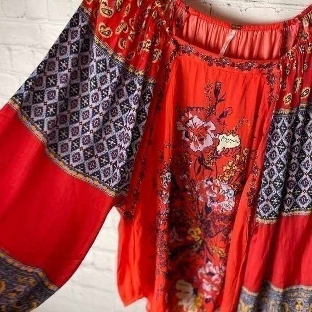 Free People Positano Printed Blouse” (Red) Small … - image 4