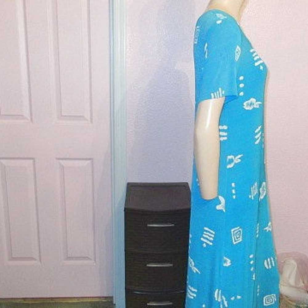 Vintage JOSTAR Slinky MAXI Dress Size S TURQUOISE… - image 5