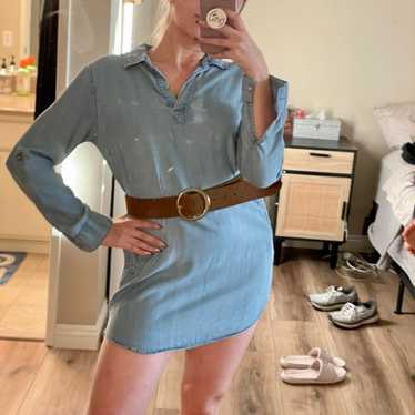 Vintage Style Chambray Mini L/S Dress - image 1